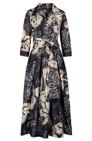 Lana Dress Shirt Collar 3/4 Sleeve Midi Plus Length Poliamide Taffta (Etre Magnolia)