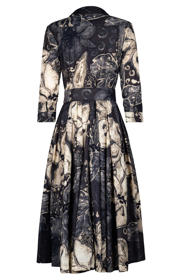 Laurent Dress Shirt Collar 3/4 Sleeve Midi Length Poliamide Taffta (Etre Magnolia)