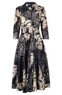 Laurent Dress Shirt Collar 3/4 Sleeve Midi Length Poliamide Taffta (Etre Magnolia)