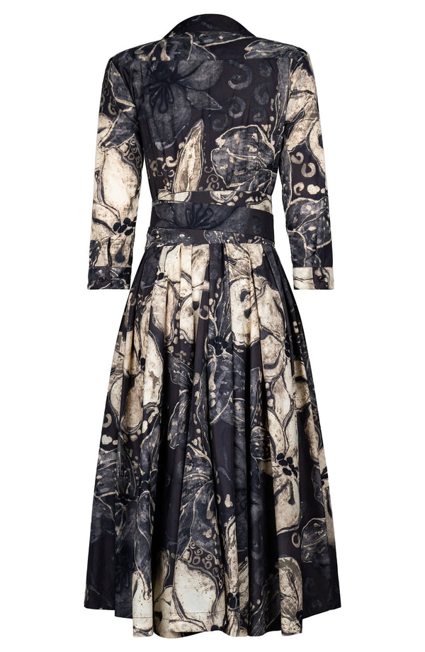 Laurent Dress Shirt Collar 3/4 Sleeve Midi Length Poliamide Taffta (Etre Magnolia)