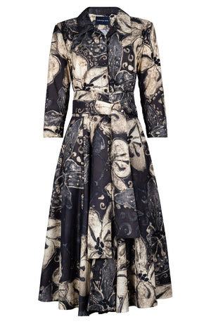 Laurent Dress Shirt Collar 3/4 Sleeve Midi Length Poliamide Taffta (Etre Magnolia)