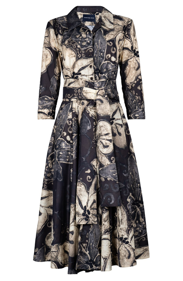 Laurent Dress Shirt Collar 3/4 Sleeve Midi Length Poliamide Taffta (Etre Magnolia)