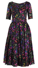 [Off the Rack] Aster Dress Round Neck 1/2 Sleeve Midi Length Cotton Musola (Fairy Tail Flower)