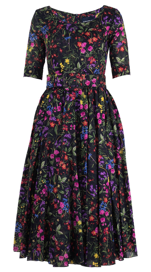 [Off the Rack] Aster Dress Round Neck 1/2 Sleeve Midi Length Cotton Musola (Fairy Tail Flower)