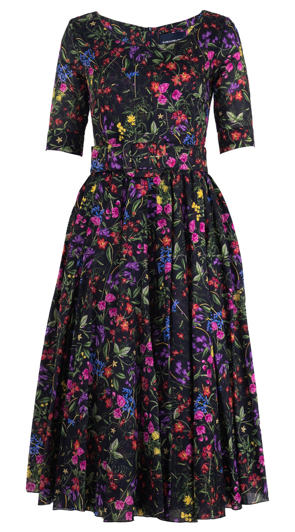 Aster Dress Round Neck 1/2 Sleeve Midi Length Cotton Musola (Fairy Tail Flower)