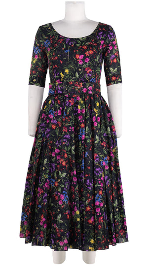 Aster Dress Round Neck 1/2 Sleeve Midi Length Cotton Musola (Fairy Tail Flower)