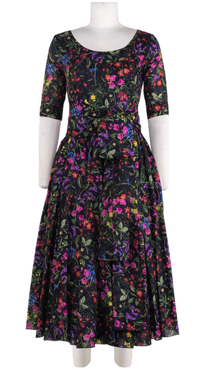 Aster Dress Round Neck 1/2 Sleeve Midi Length Cotton Musola (Fairy Tail Flower)