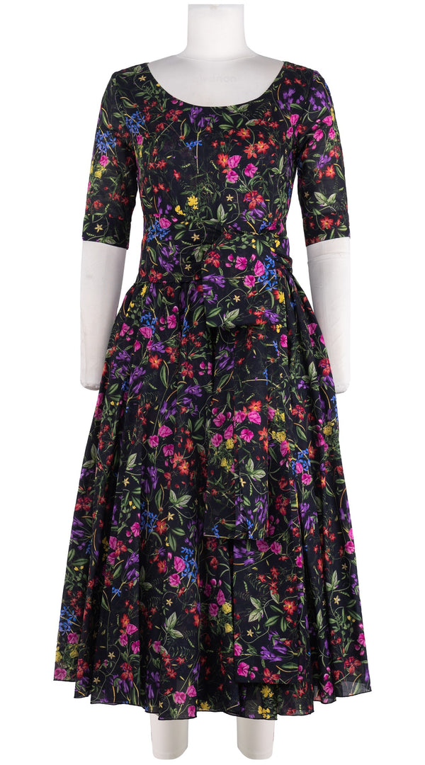 Aster Dress Round Neck 1/2 Sleeve Midi Length Cotton Musola (Fairy Tail Flower)
