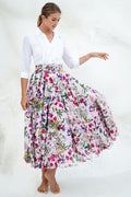 Aster Skirt #1 with Belt Midi Length Cotton Musola (Fairy Tail Flower)