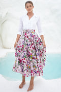 Aster Skirt #1 with Belt Midi Length Cotton Musola (Fairy Tail Flower)