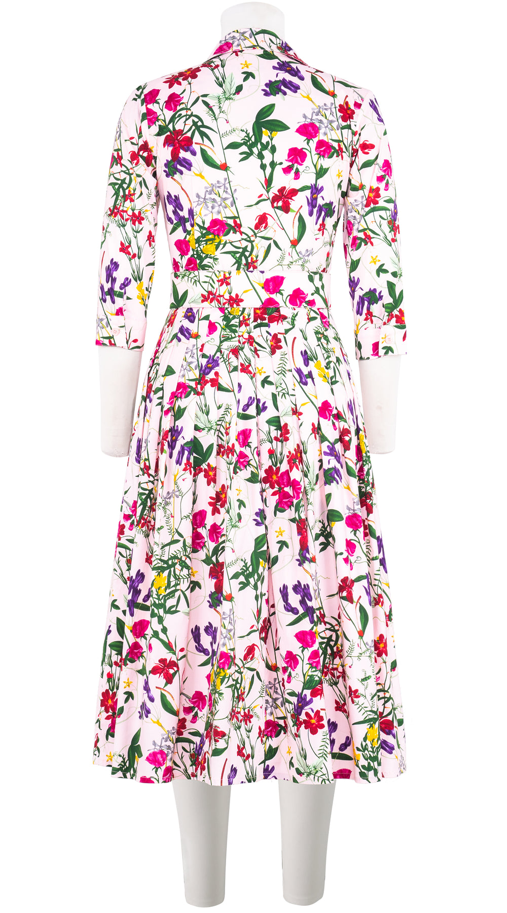 Audrey Dress #2 Shirt Collar 3/4 Sleeve Midi Length Cotton Stretch (Fairy Tail Flower) @6