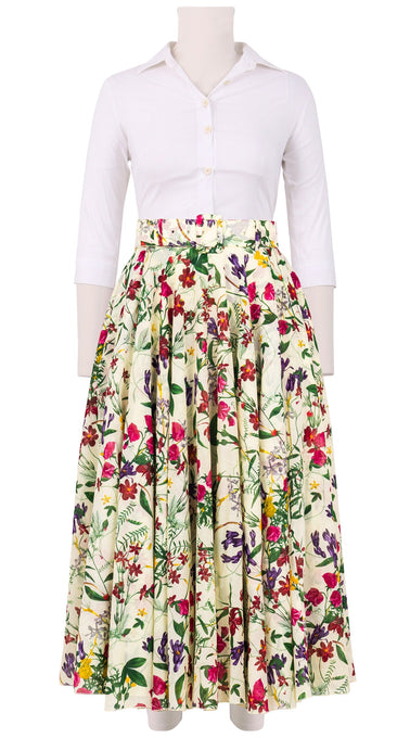 Aster Skirt #1 with Belt Midi Length Cotton Musola (Fairy Tail Flower)