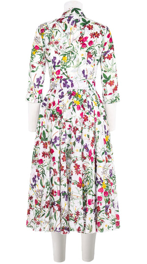 Aster Dress Shirt Collar 3/4 Sleeve Midi Length Cotton Musola (Fairy Tail Flower)