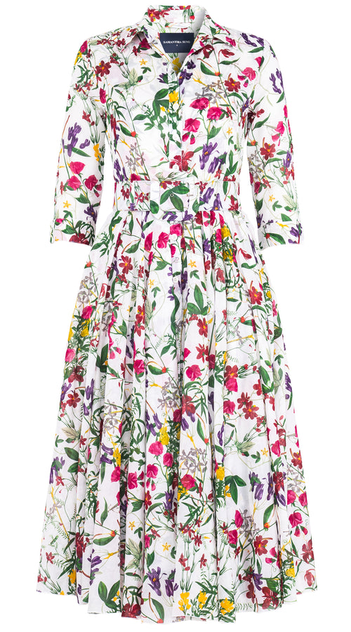 Aster Dress Shirt Collar 3/4 Sleeve Midi Length Musola (Fairy Tail Flower)