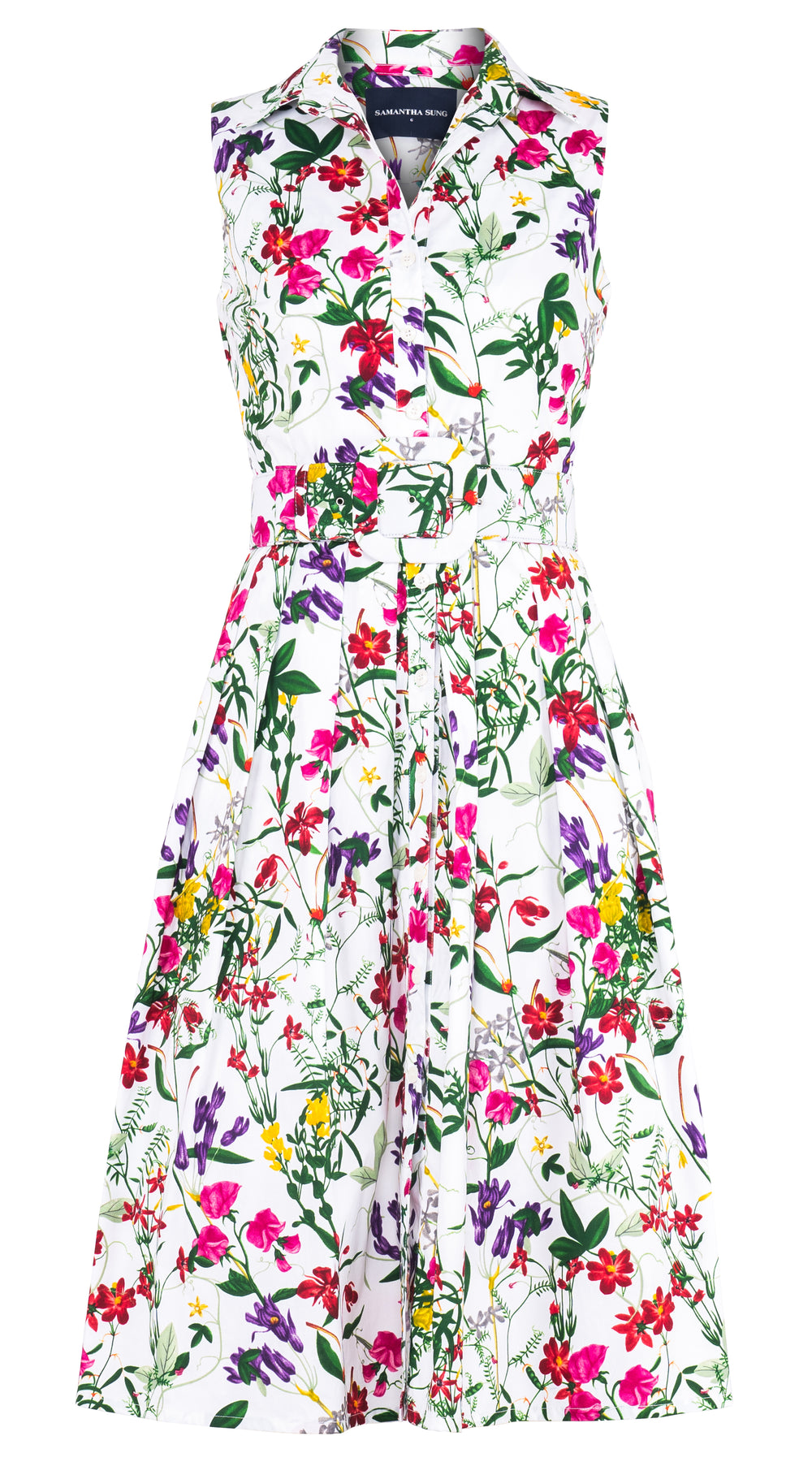 Audrey Dress #1 Shirt Collar Sleeveless Long Length Cotton Stretch (Fairy Tail Flower) @4