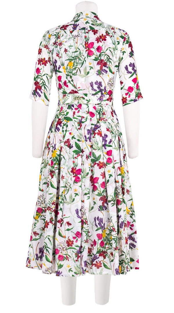 Audrey Dress #4 Shirt Collar 1/2 Sleeve Midi Length Cotton Musola (Fairy Tail Flower)