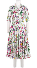 Audrey Dress #4 Shirt Collar 1/2 Sleeve Midi Length Cotton Musola (Fairy Tail Flower)