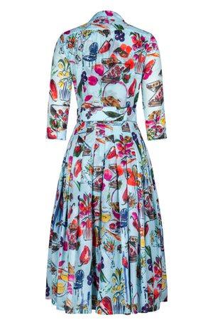 Audrey Dress #4 Shirt Collar 3/4 Sleeve Midi Length Cotton Musola (Farmer's Market)