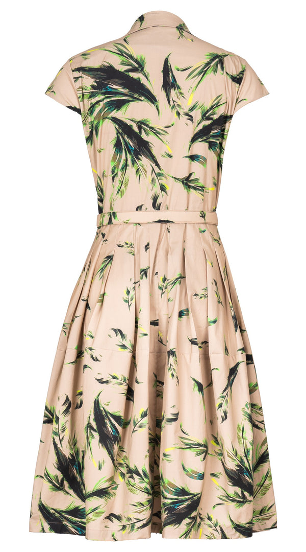 Claire Dress Shirt Collar Cap Sleeve Regular Length Cotton Stretch (Feather Cascade Multi)