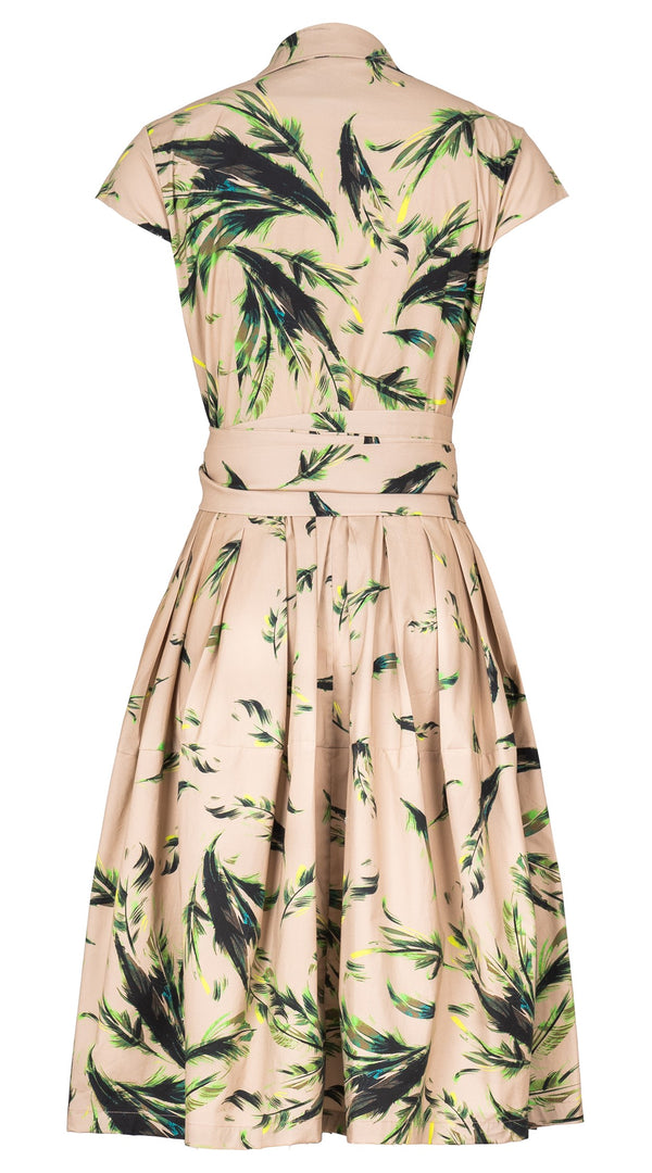 Claire Dress Shirt Collar Cap Sleeve Regular Length Cotton Stretch (Feather Cascade Multi)