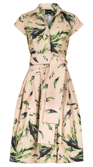 Claire Dress Shirt Collar Cap Sleeve Regular Length Cotton Stretch (Feather Cascade Multi)