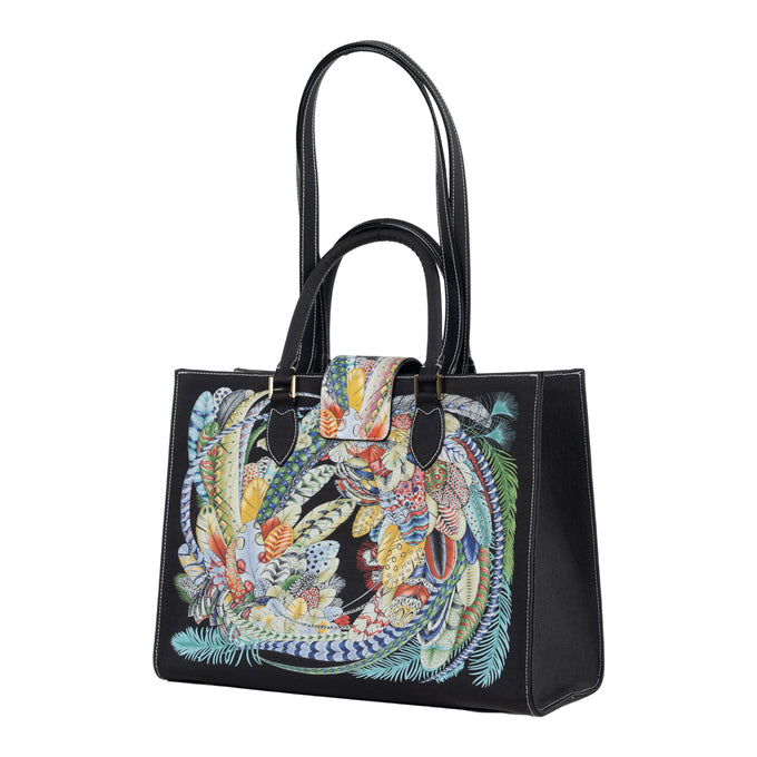 Audrey Tote_Medium_Feather Fancy_Black