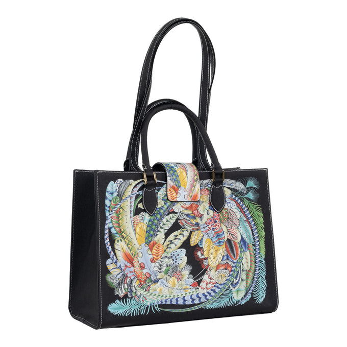 Audrey Tote_Medium_Feather Fancy_Black