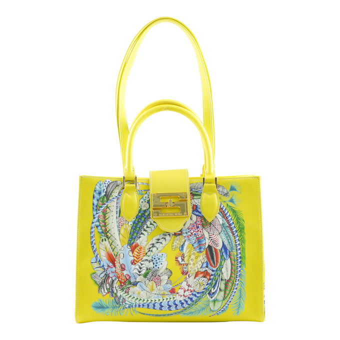 Audrey Tote_Medium_Feather Fancy_Yellow