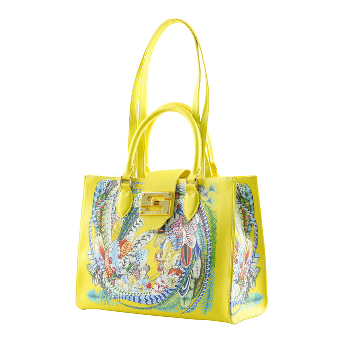 Audrey Tote_Medium_Feather Fancy_Yellow