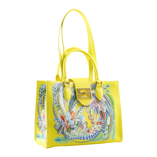 Audrey Tote_Medium_Feather Fancy_Yellow