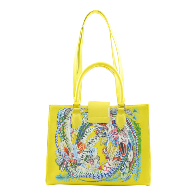 Audrey Tote_Medium_Feather Fancy_Yellow