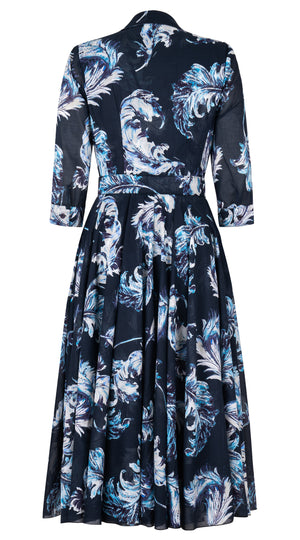 Aster Dress Shirt Collar 3/4 Sleeve Midi Length Musola (Feather Lightness) @2