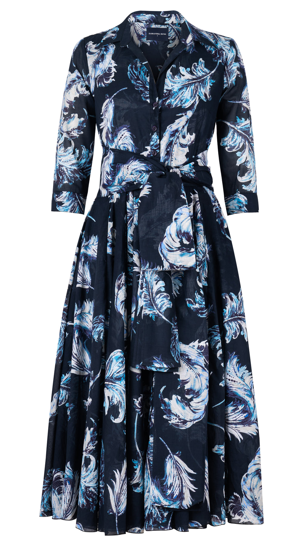 Aster Dress Shirt Collar 3/4 Sleeve Midi Length Musola (Feather Lightness) @2