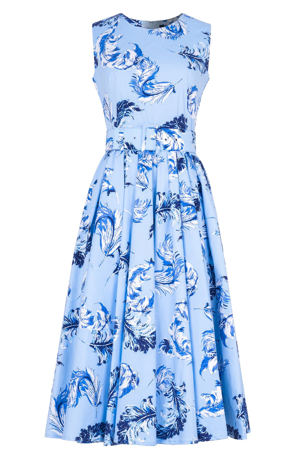 Abelia Dress Crew Neck Sleeveless Midi Length Cotton Stretch (Feather Lightness Pastel)