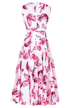 Abelia Dress Crew Neck Sleeveless Midi Length Cotton Stretch (Feather Lightness White)