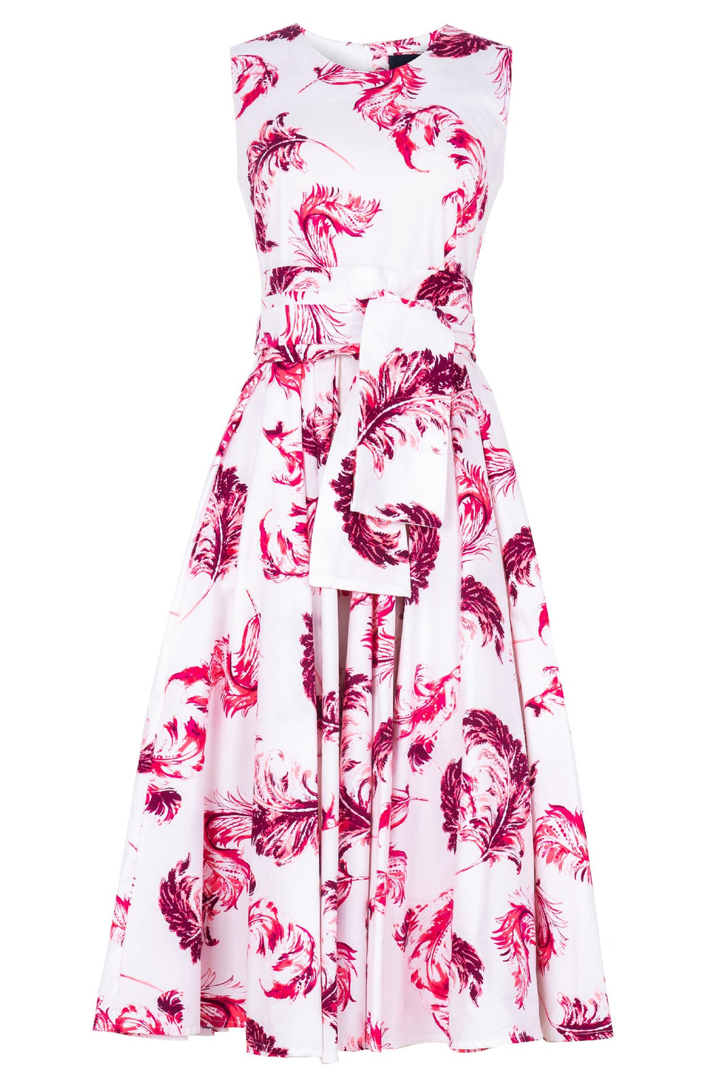 Abelia Dress Crew Neck Sleeveless Midi Length Cotton Stretch (Feather Lightness White)