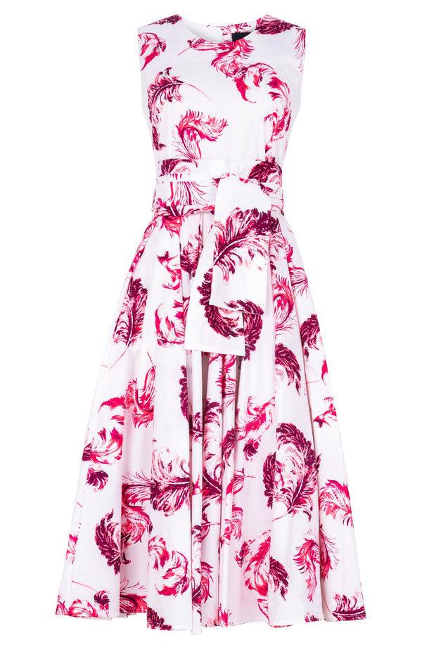 Abelia Dress Crew Neck Sleeveless Midi Length Cotton Stretch (Feather Lightness White)