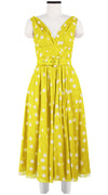 Vivien Dress #1 V Neck Sleeveless Midi Length Cotton Musola (Fellini Dots Small Bright)