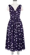 Vivien Dress #1 V Neck Sleeveless Midi Length Cotton Musola (Fellini Dots Small Bright)