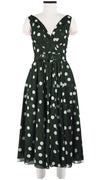 Vivien Dress #1 V Neck Sleeveless Midi Length Cotton Musola (Fellini Dots Small Bright)