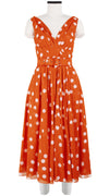 Vivien Dress #1 V Neck Sleeveless Midi Length Cotton Musola (Fellini Dots Small Bright)