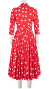 Vivien Dress Shirt collar 3/4 Sleeve Midi Length Cotton Lawn (Fellini Dots Small Bright)