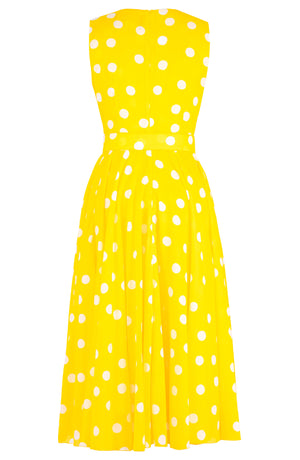 Aster Dress Crew Neck Sleeveless Midi Length Cotton Musola (Fellini Dots)