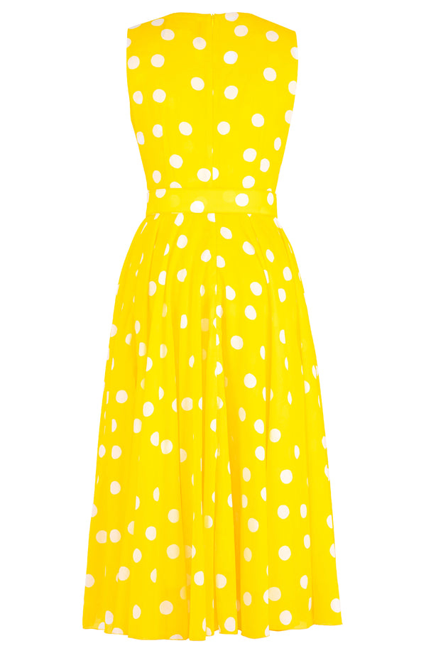 Aster Dress Crew Neck Sleeveless Midi Length Cotton Musola (Fellini Dots)