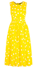 Aster Dress Crew Neck Sleeveless Midi Length Cotton Musola (Fellini Dots)