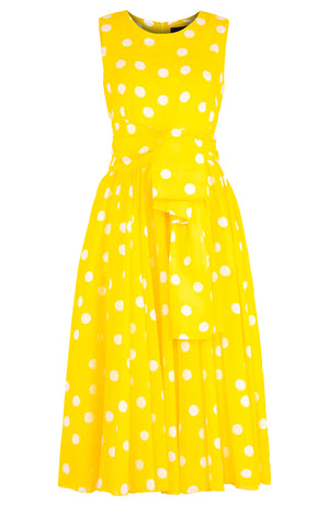 Aster Dress Crew Neck Sleeveless Midi Length Cotton Musola (Fellini Dots)