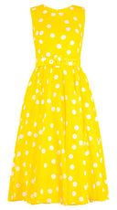 Aster Dress Crew Neck Sleeveless Midi Length Cotton Musola (Fellini Dots)