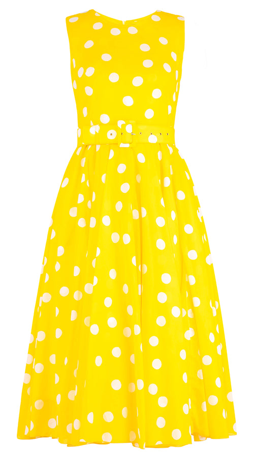 Aster Dress Crew Neck Sleeveless Midi Length Cotton Musola (Fellini Dots)