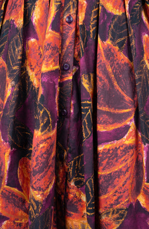 Audrey Dress #1 Shirt Collar 3/4 Sleeve Long Length Cotton Stretch (Fiori Cactus Multi Dark)