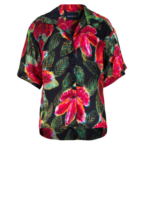 Leah Shirt Silk Twill (Fiori Cactus Multi Dark)